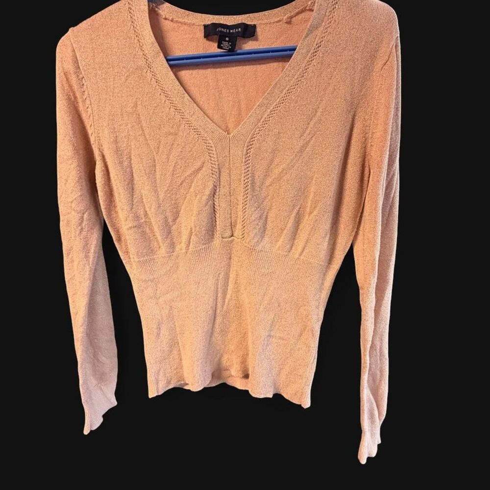 Jones-new-york Women's Tan and Pink Blouse
